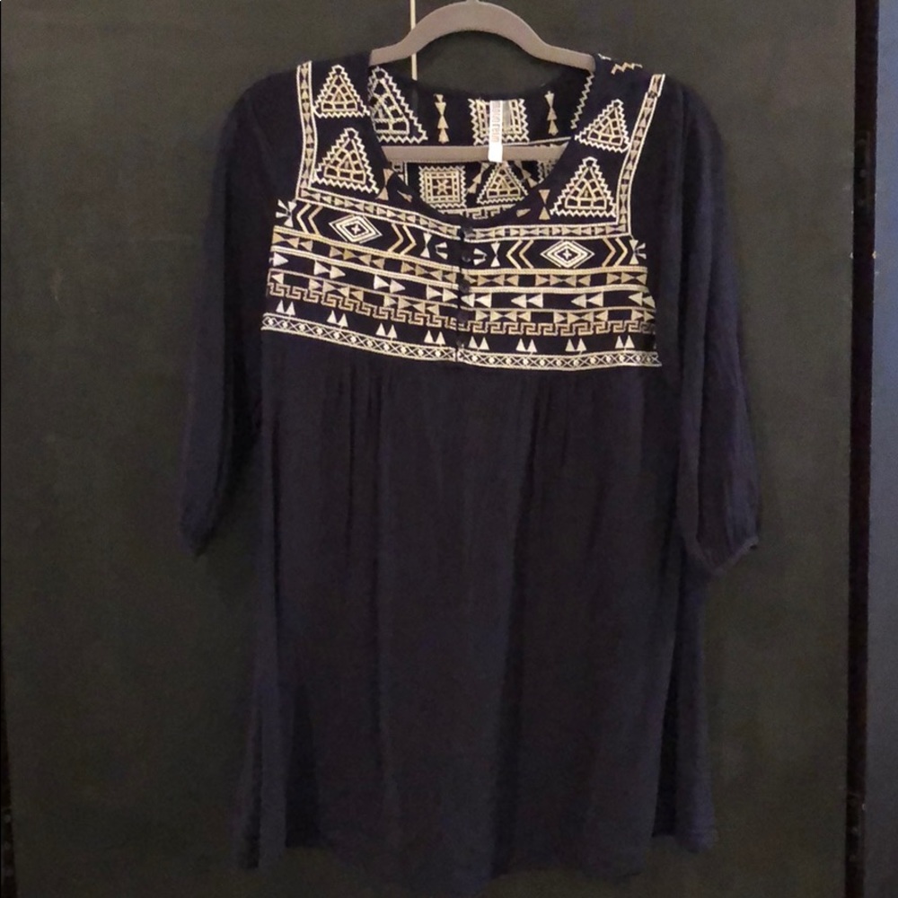 Navy embroidered top
